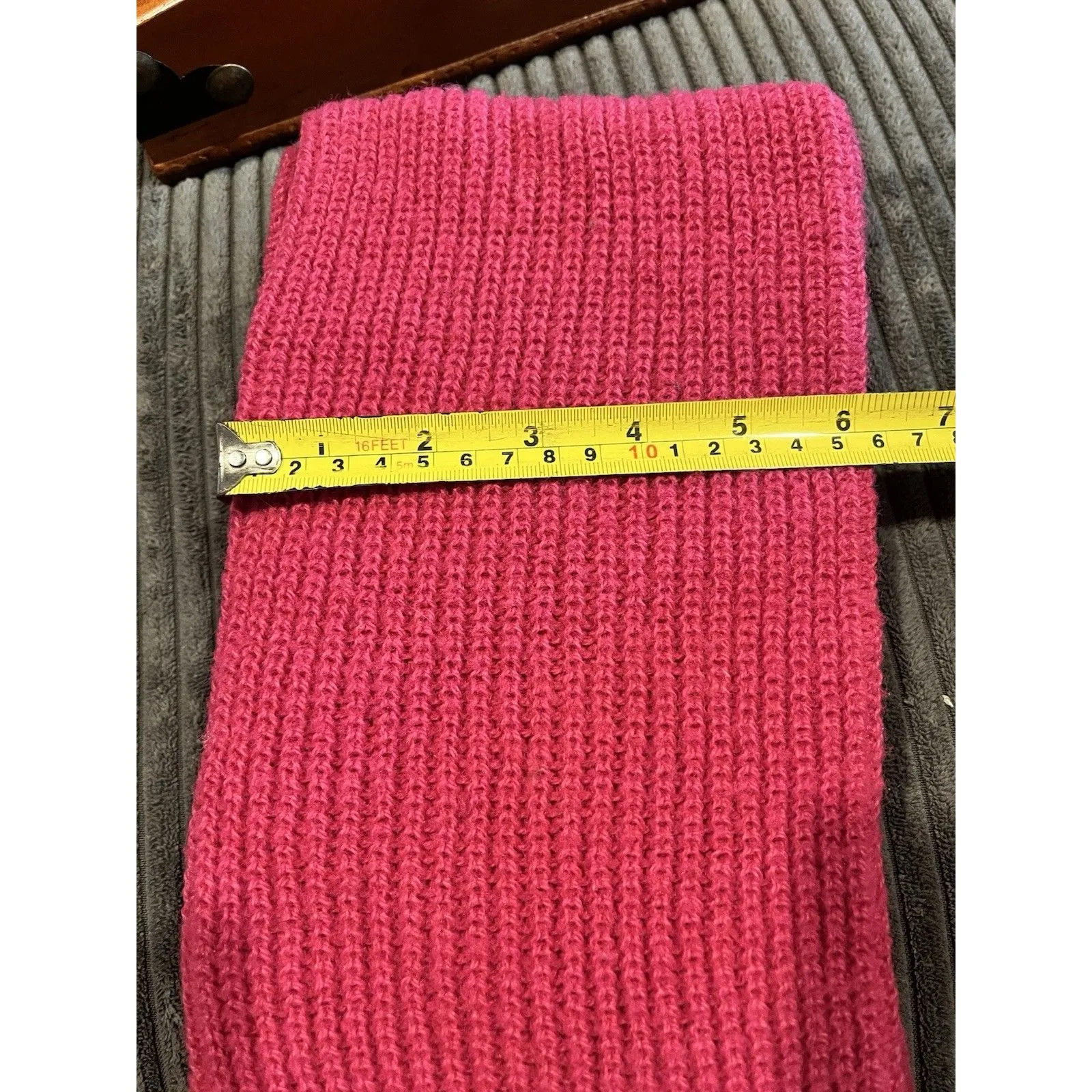 Vintage IZOD Lacoste Knit Scarf Hat Combo 100% Orlon Pink 80s Made USA - Image 8