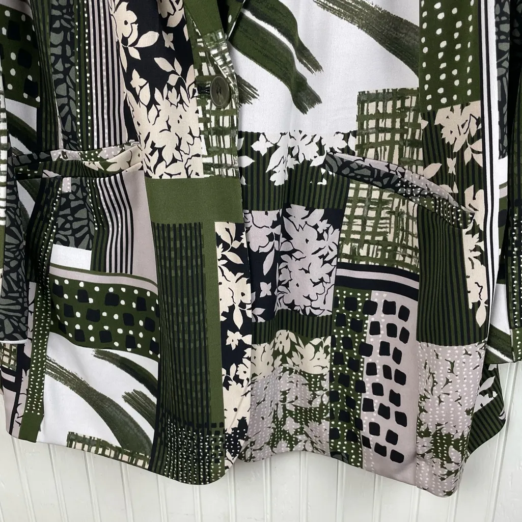 GRAVER Susan Graver Printed LK Fushion Blazer Women's Size 3X Mixed Print Green - Image 4