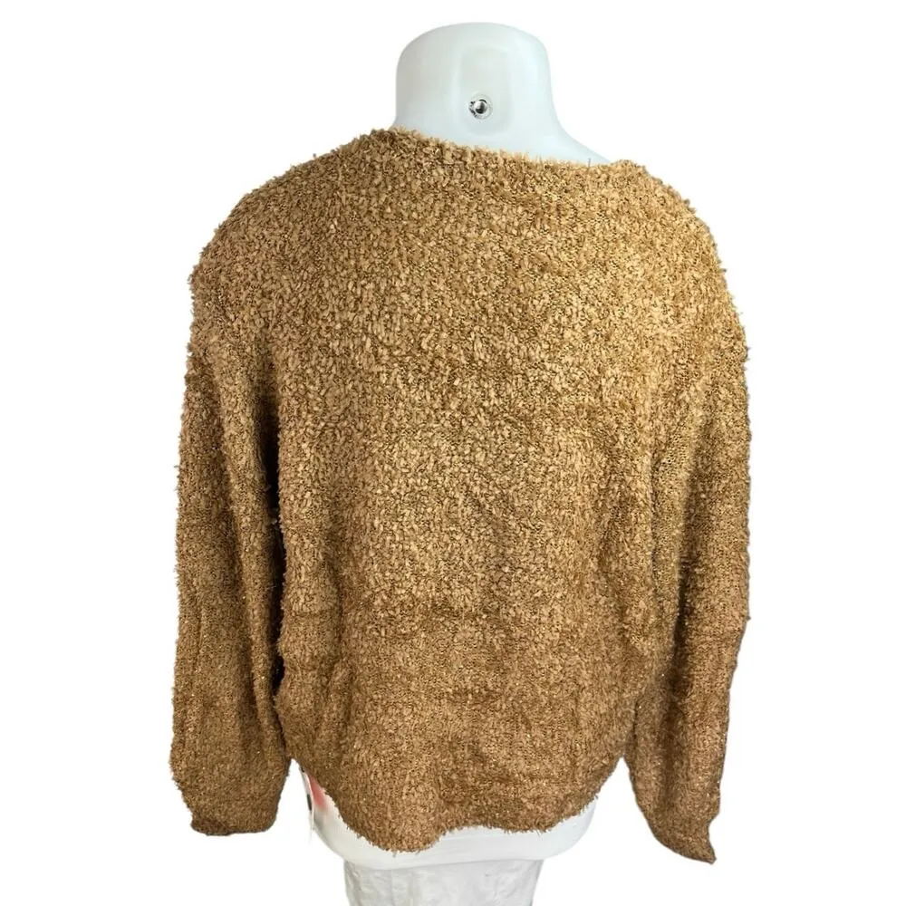 NEW Cider Women's Brown Teddy Fuzzy Button Down Cardigan Sweater Top Size 3XL - Image 2