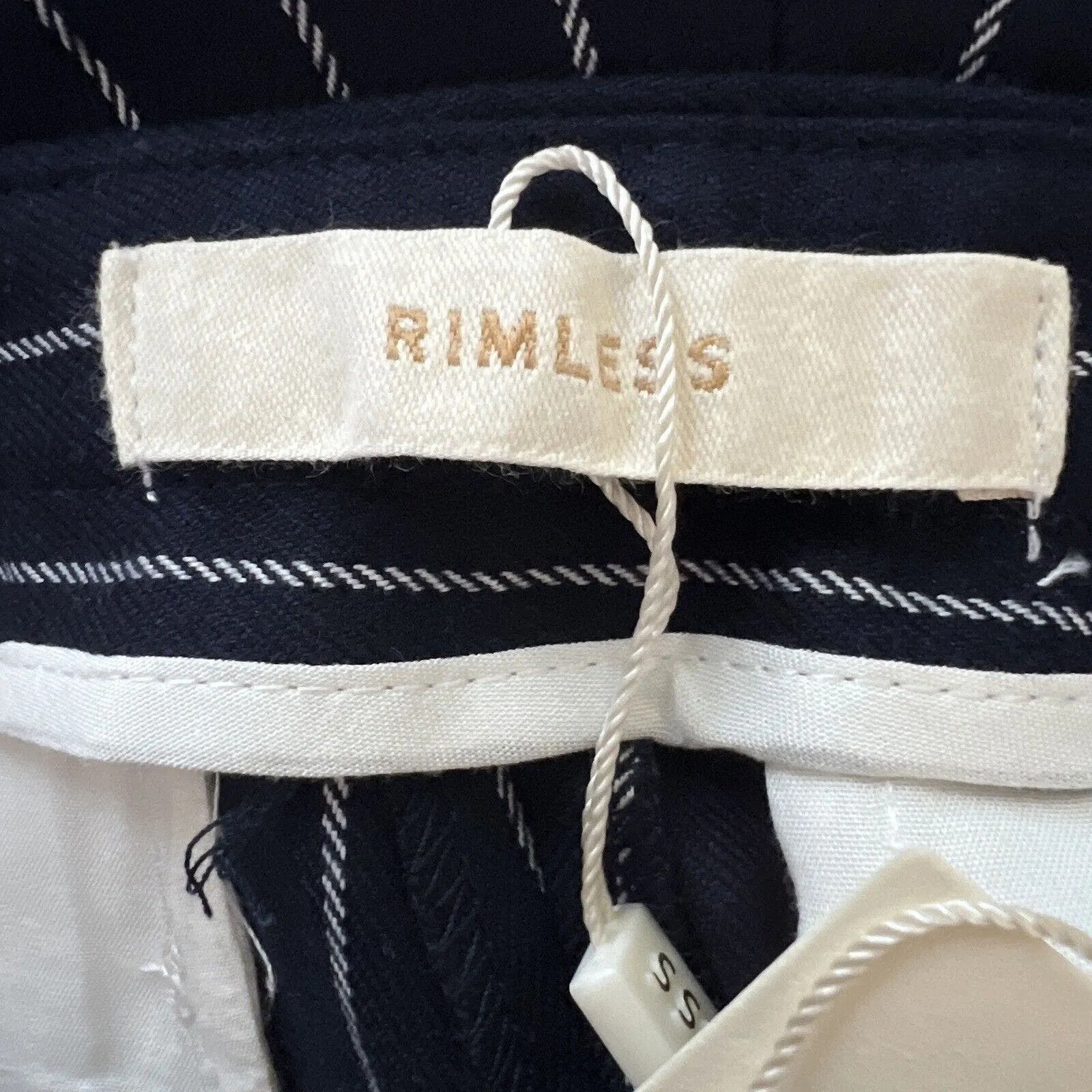 Rimless Pants Womens 4 Navy Blue White Skinny Leg Career Office‎ Workwear Casual - Image 5