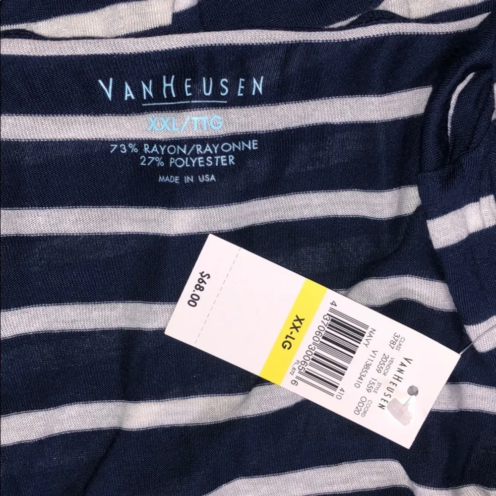 Van Heusen NWT XXL Blue & White Stripe Multi-Way Wear Rayon Knit Wrap Cardigan - Image 8