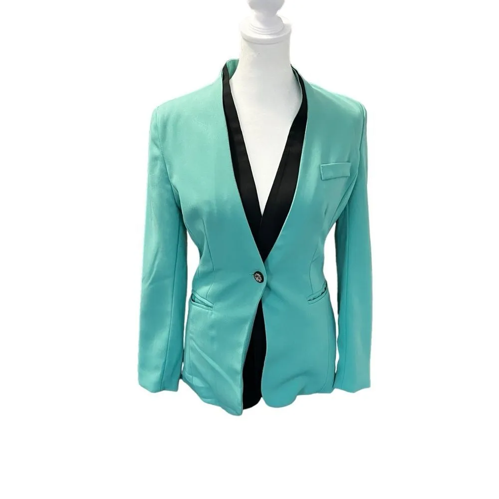 Chloé Green Black One Button Blazer Tailored Jacket Size Small - Image 2