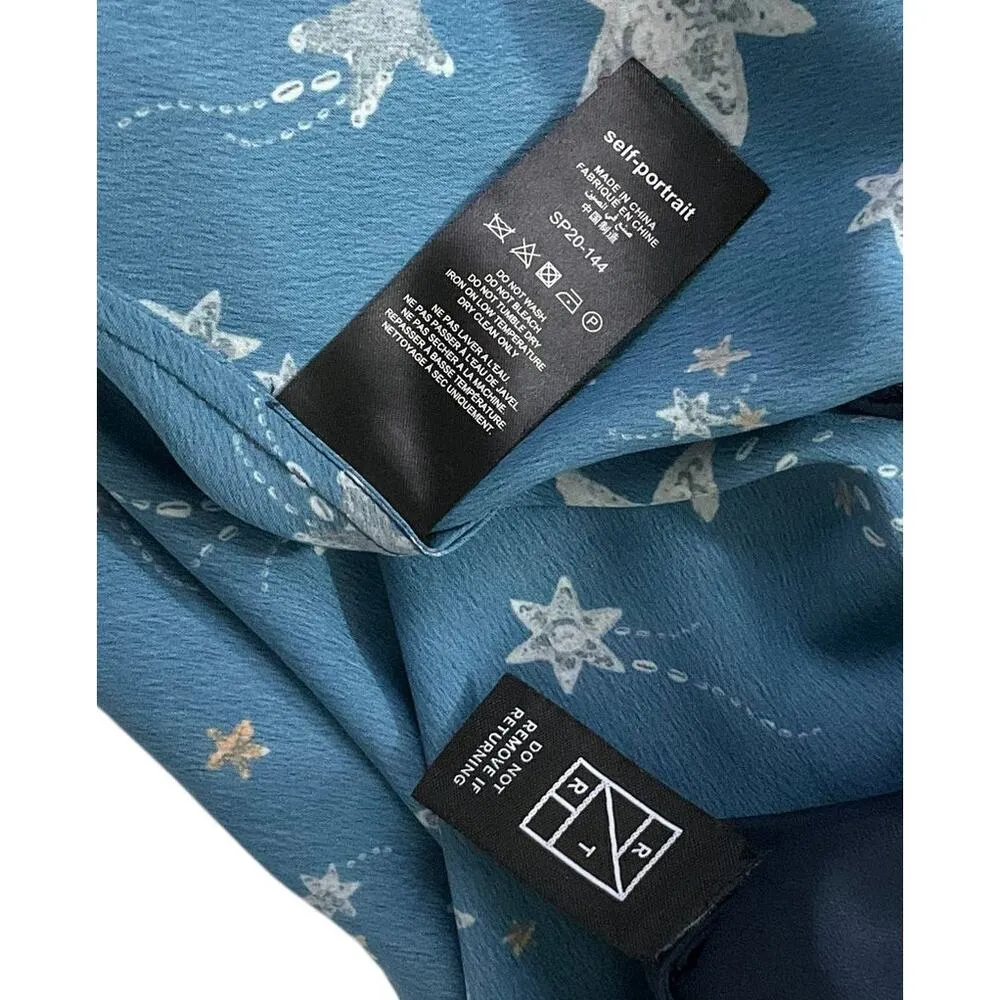 Self-Portrait Blue Star Asymmetrical Handkerchief Dress Women Size 6 | 56-12 - Image 5