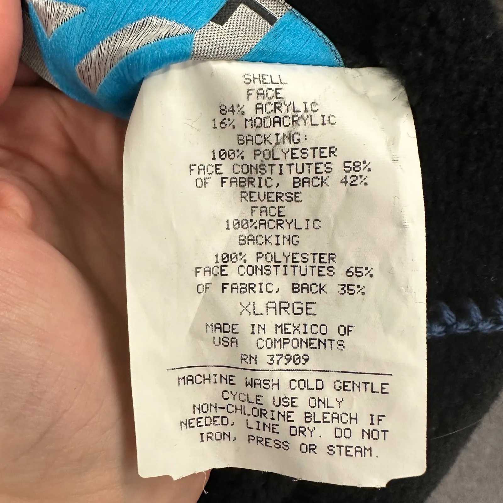 Vintage Delali Reversible Fleece Cabincore Sweater Jacket Blue Black XL - Image 6