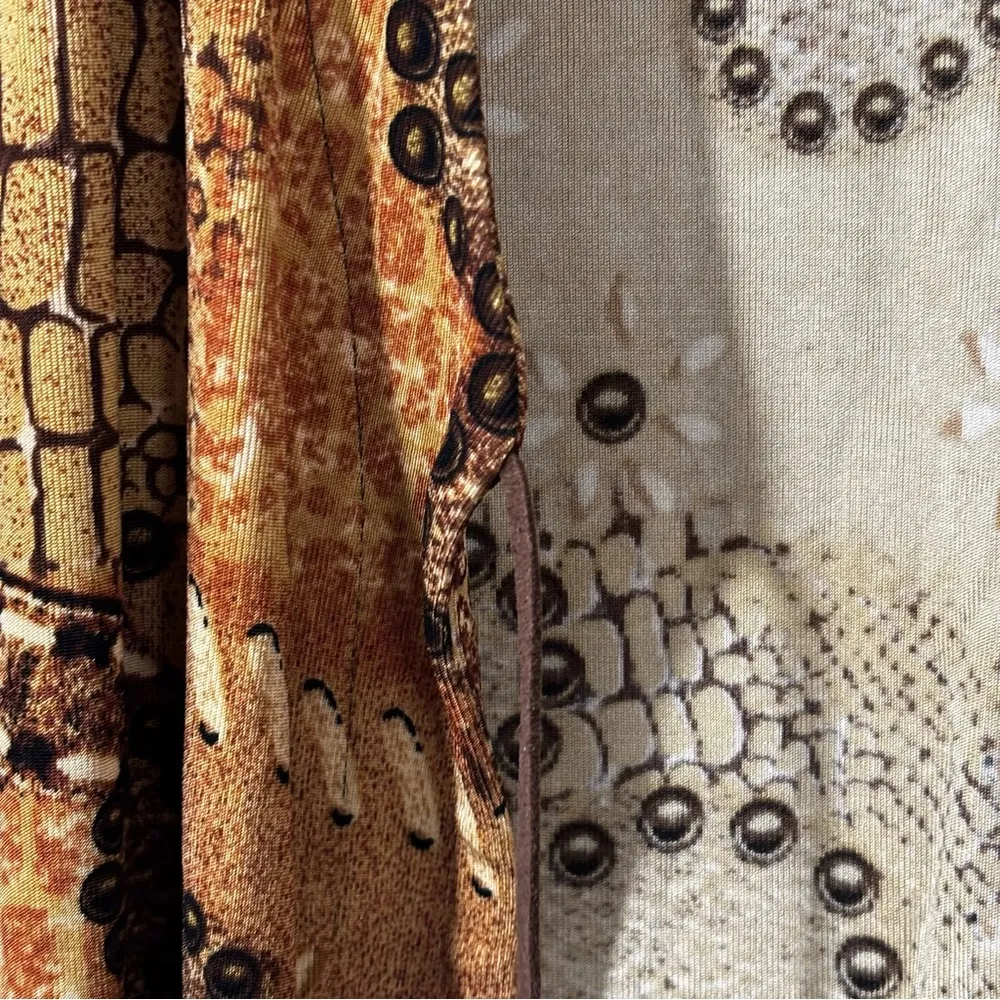 Vtg 80s Chicos Cardigan Womens 1 US M Gold Black Open Shawl Made in USA Reptile - Image 6