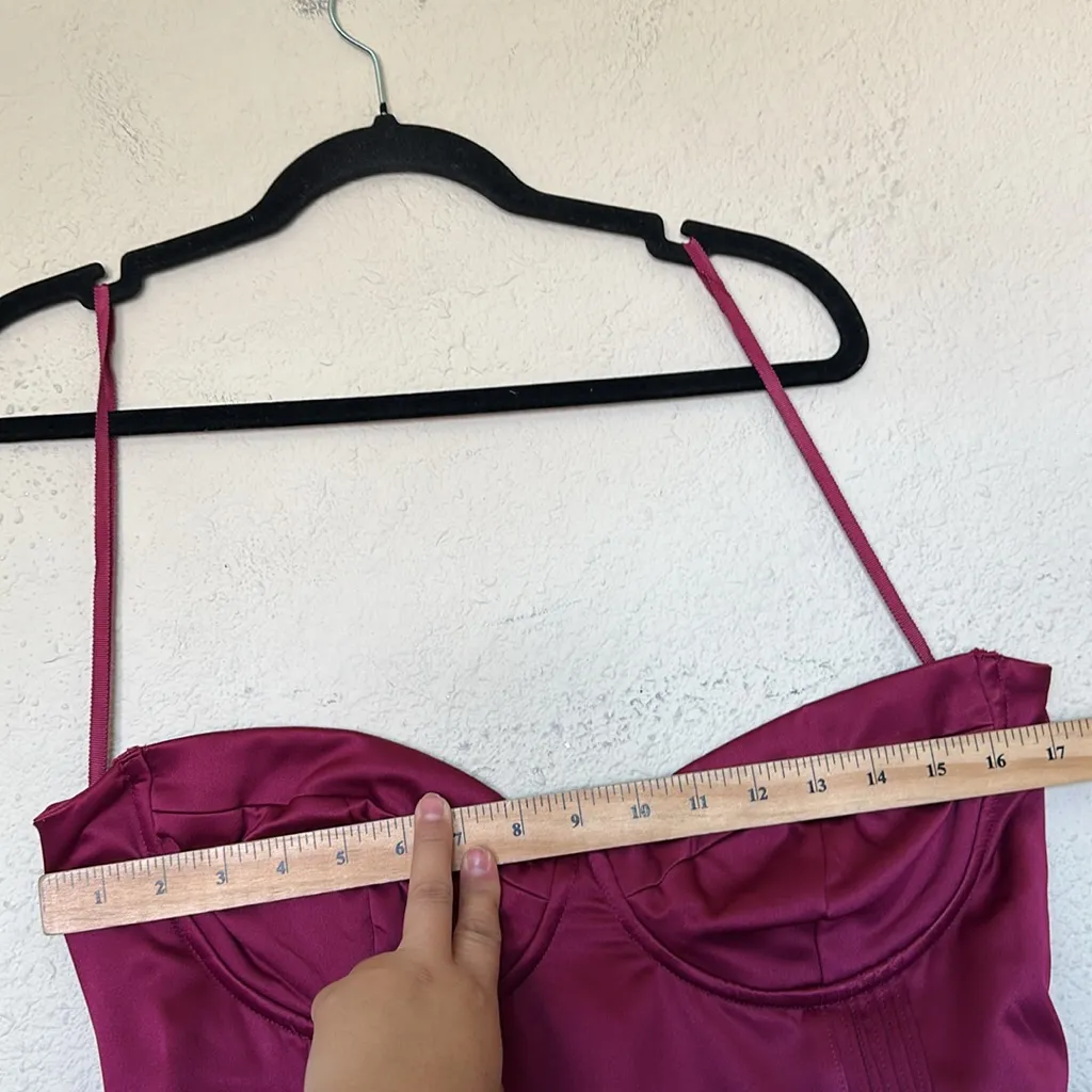 HOUSE OF CB 'Coco'‎ Burgundy Satin Tulle Midi Dress NWOT size XL - Image 8