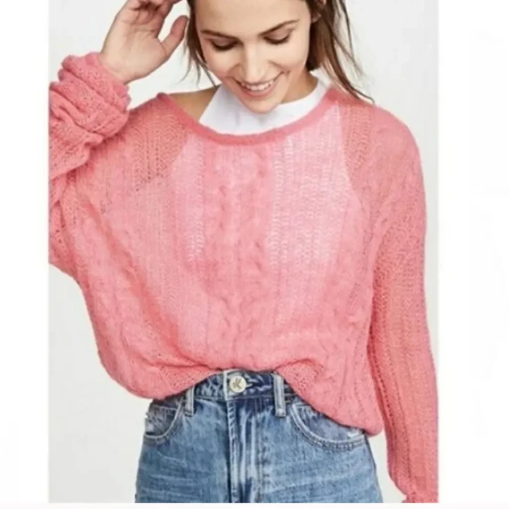 Free People Angel Soft Pullover Sweater in Bubblegum Combo sz medium NWT - Image 4