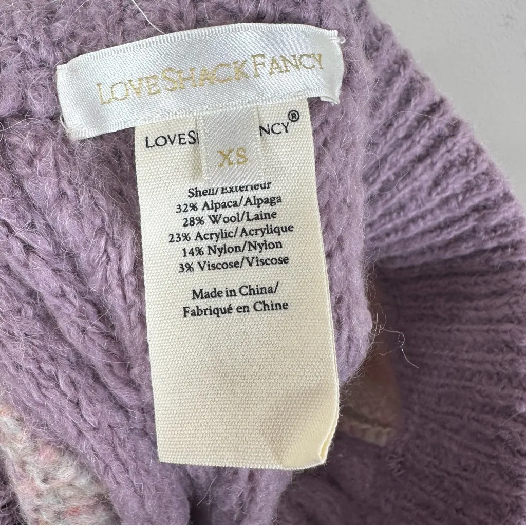 LoveShackFancy Landana Alpaca Wool Knit Joggers Womens XS Purple Cottagecore - Image 8