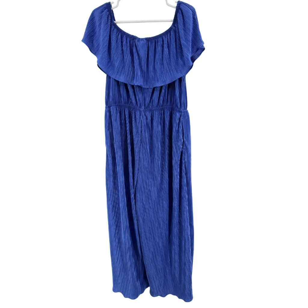 Lane Bryant Pleated Multi-Way Off-The-Shoulder Jumpsuit wide leg party holiday - Image 2