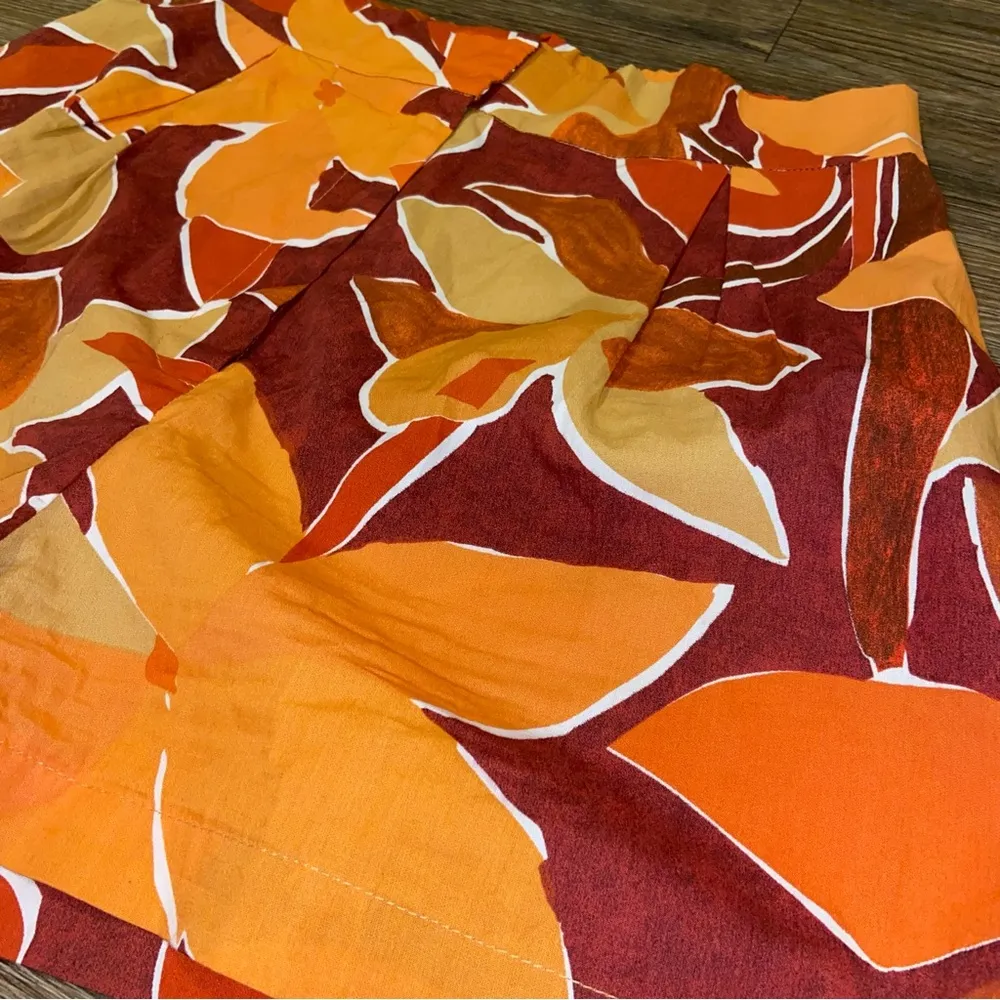 Zara Tropical Orange and Red Floral High Waist Shorts - Image 2