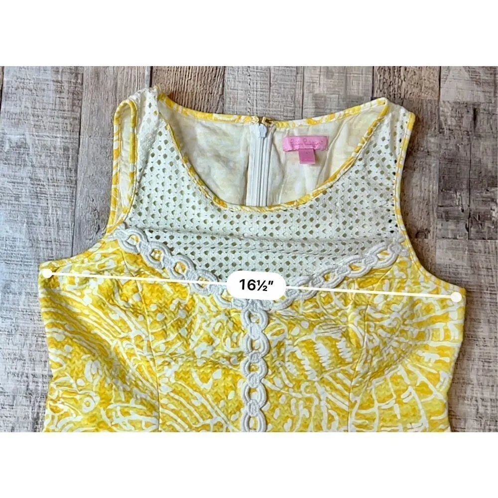 Lilly Pulitzer MacFarlane‎ Sunglow Yellow Sea Cups Pigment sz 6 Shift Dress $198 - Image 5