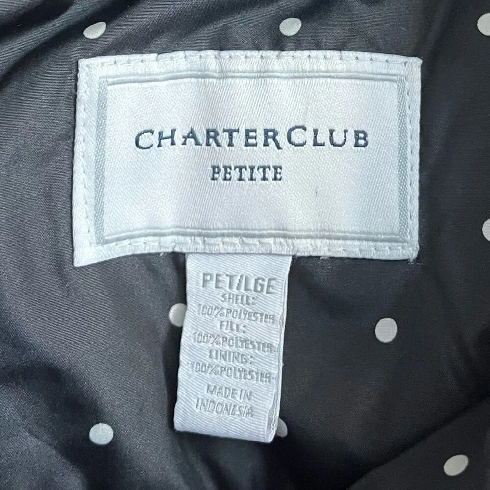 Charter Club Vest Quilted Puffer Snap Closure Black Polka Dot Women’s Size PXL - Image 10