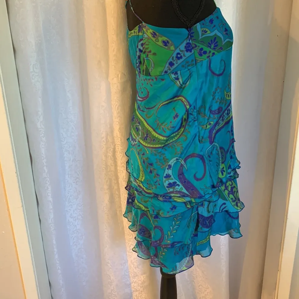 ZARA SILK RUFFLE DRESS Sz:M - Image 2
