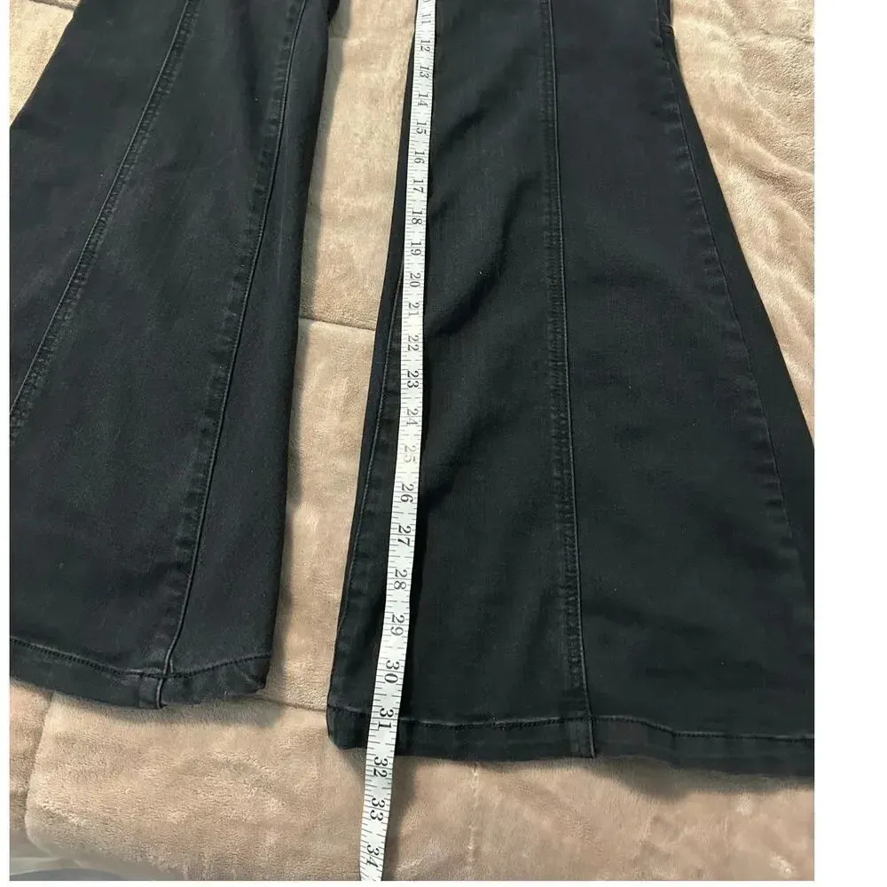 Cello Pull-on Bell-Bottom Jeans Size Large Black Denim Flare Stretch - Image 5