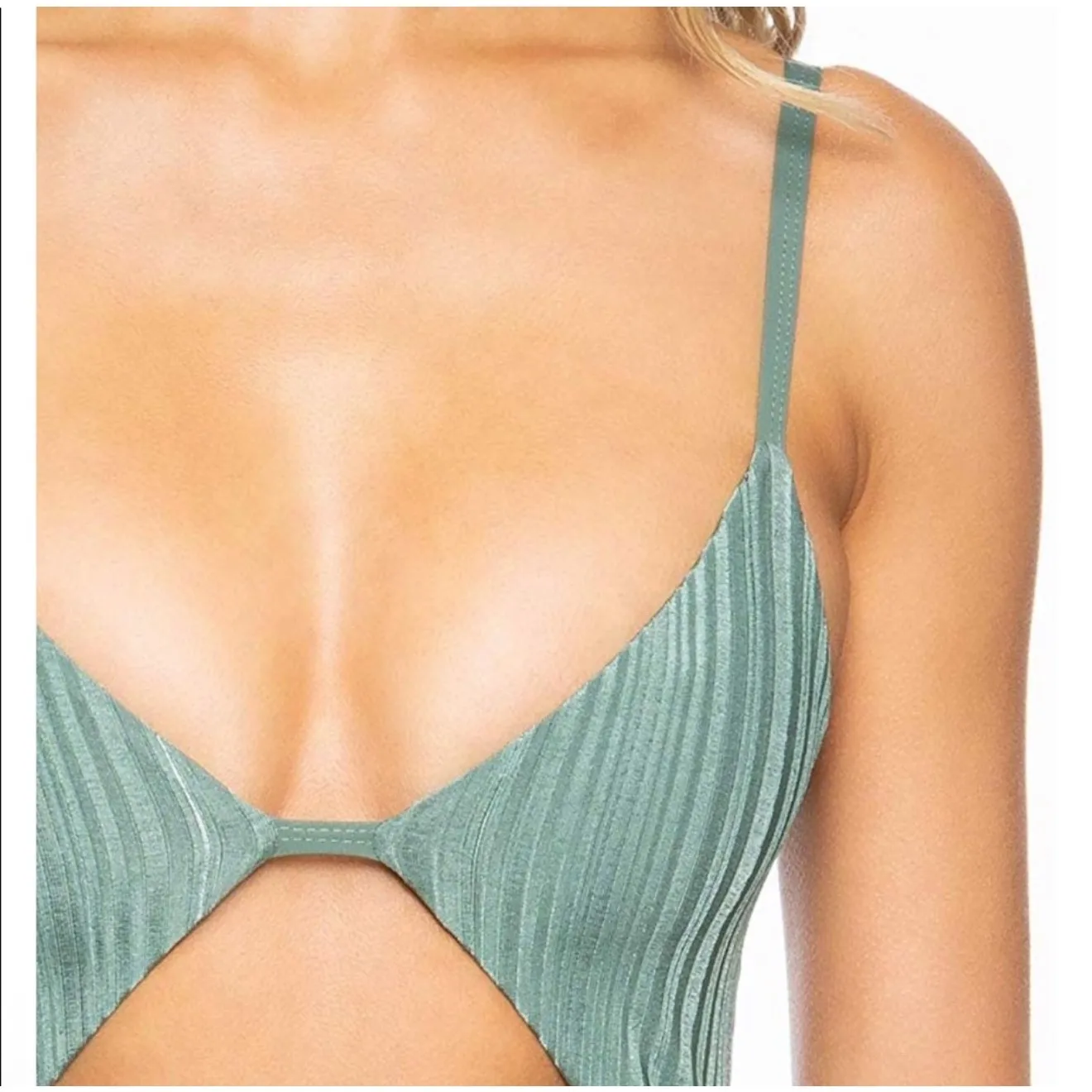 TAVIK+ Swimwear Ribbed Cutout One‎ Piece Swimsuit M Sage Green Size M - Image 2