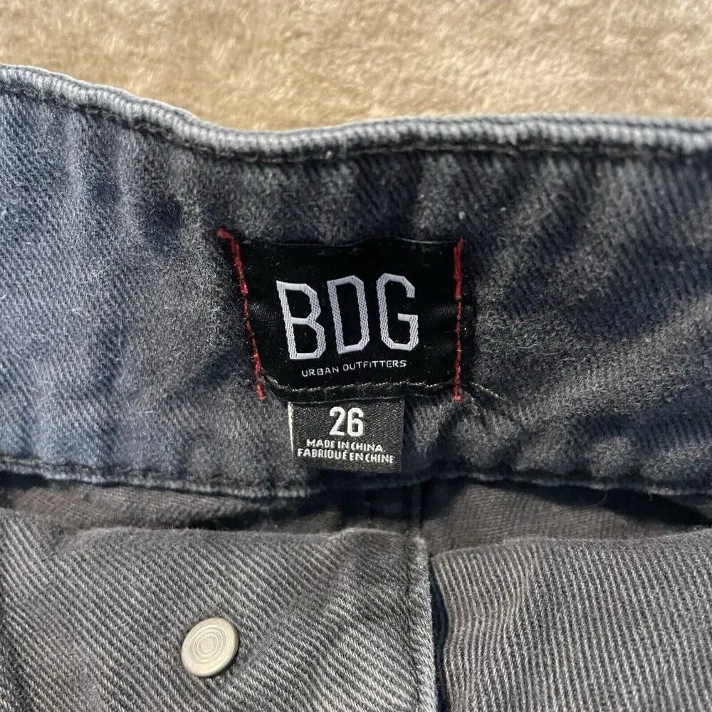 BDG High Rise Baggy Jeans Womens 26 Relaxed Fit Patch Pockets Charcoal Dark - Image 6