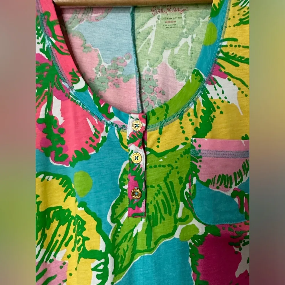 Lilly Pulitzer Britton Big Flirt Print Henley T-Shirt Dress Womens Size M - Image 5