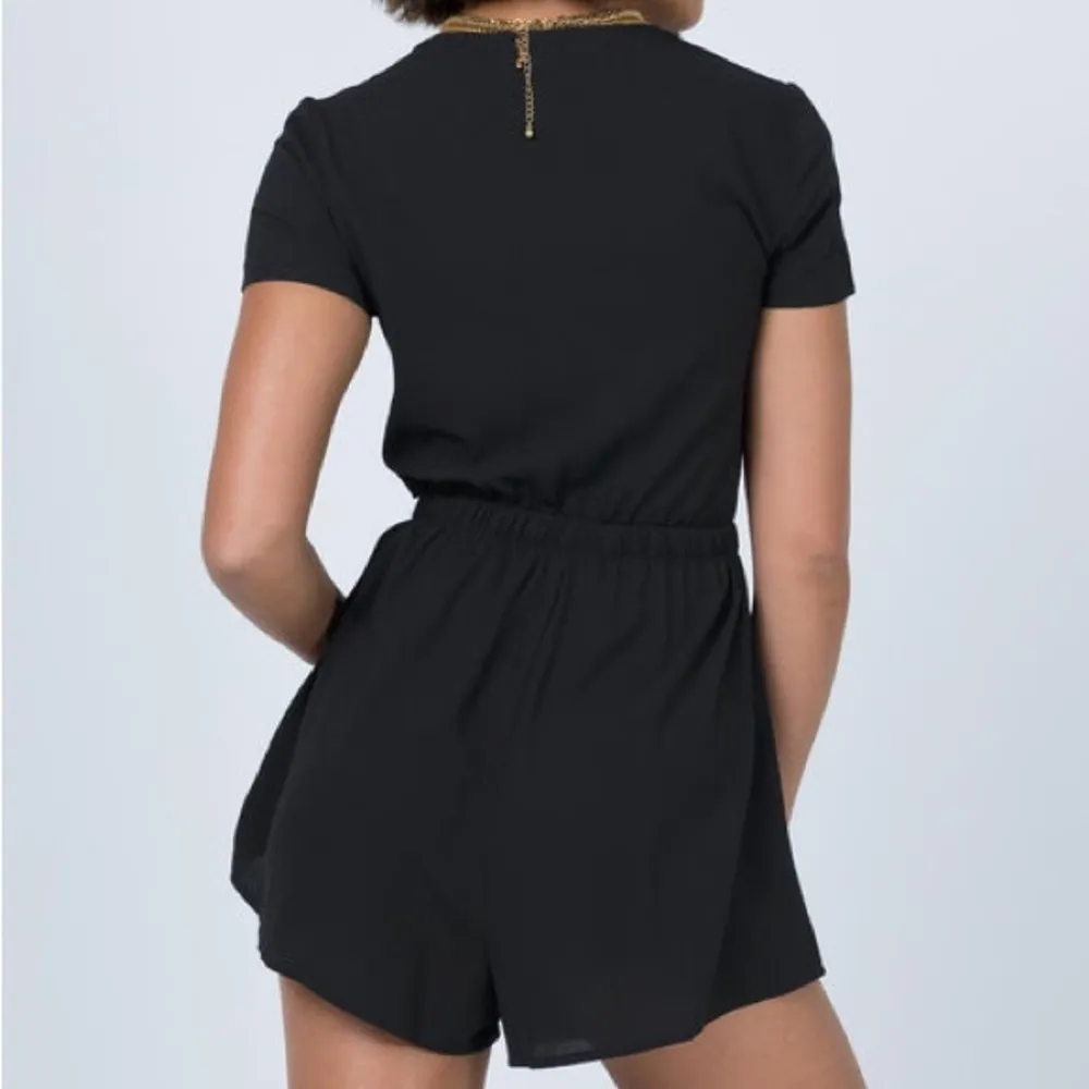 Princess Polly Ragnar Tie Front Romper Black Size 10 - Image 2