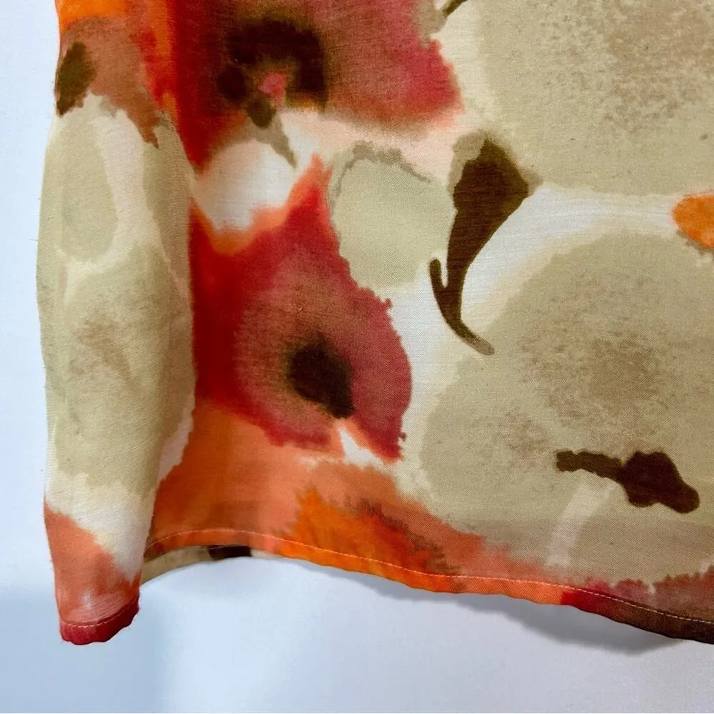 Ann Taylor Loft Women’s Sleeveless Floral Print Blouse Pink Orange Small EUC - Image 3