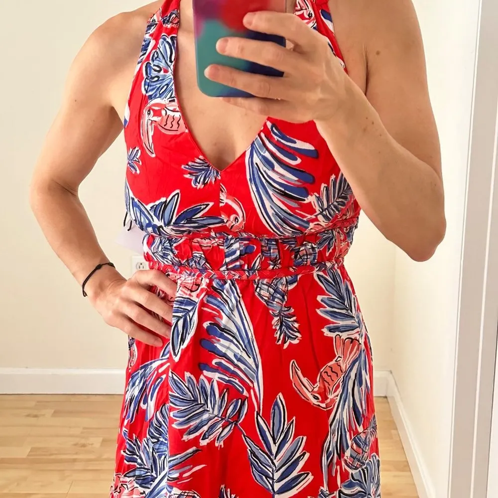 NWT Japna Red & Blue V Neck Racerback Maxi Sundress Sz XS - Image 2