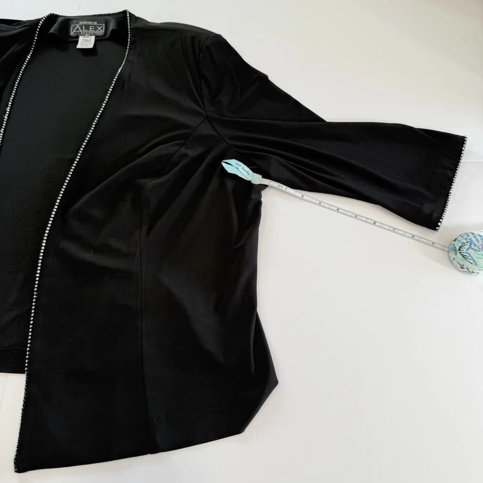 Alex Evenings Black Rhinestone Trim Two Piece Jacket Sleeveless Dress Set 22W - Image 9