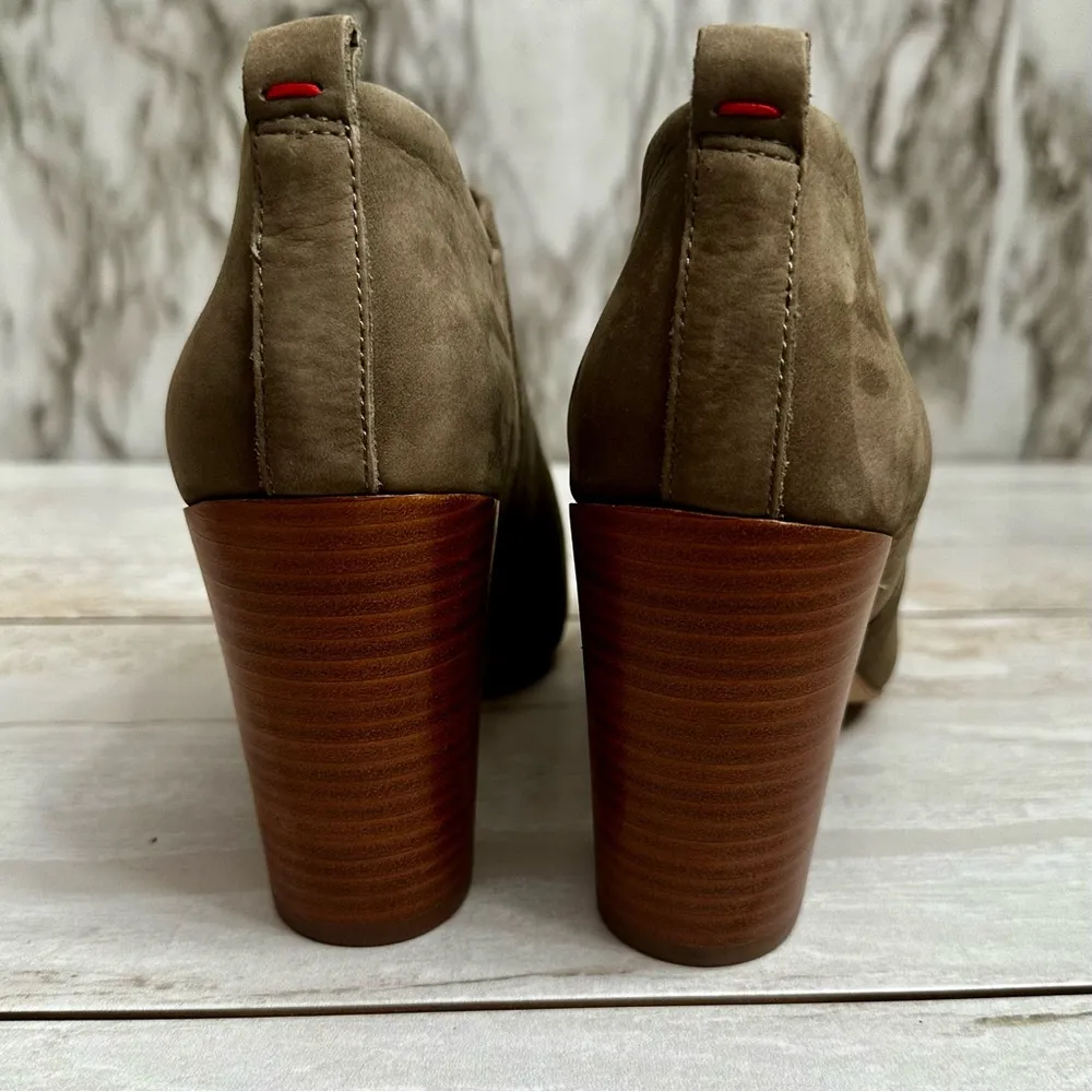 ED Mahoney Woman’s Sz 8M Gray Suede Stacked Heel Booties Shoes Fall Favorite - Image 3