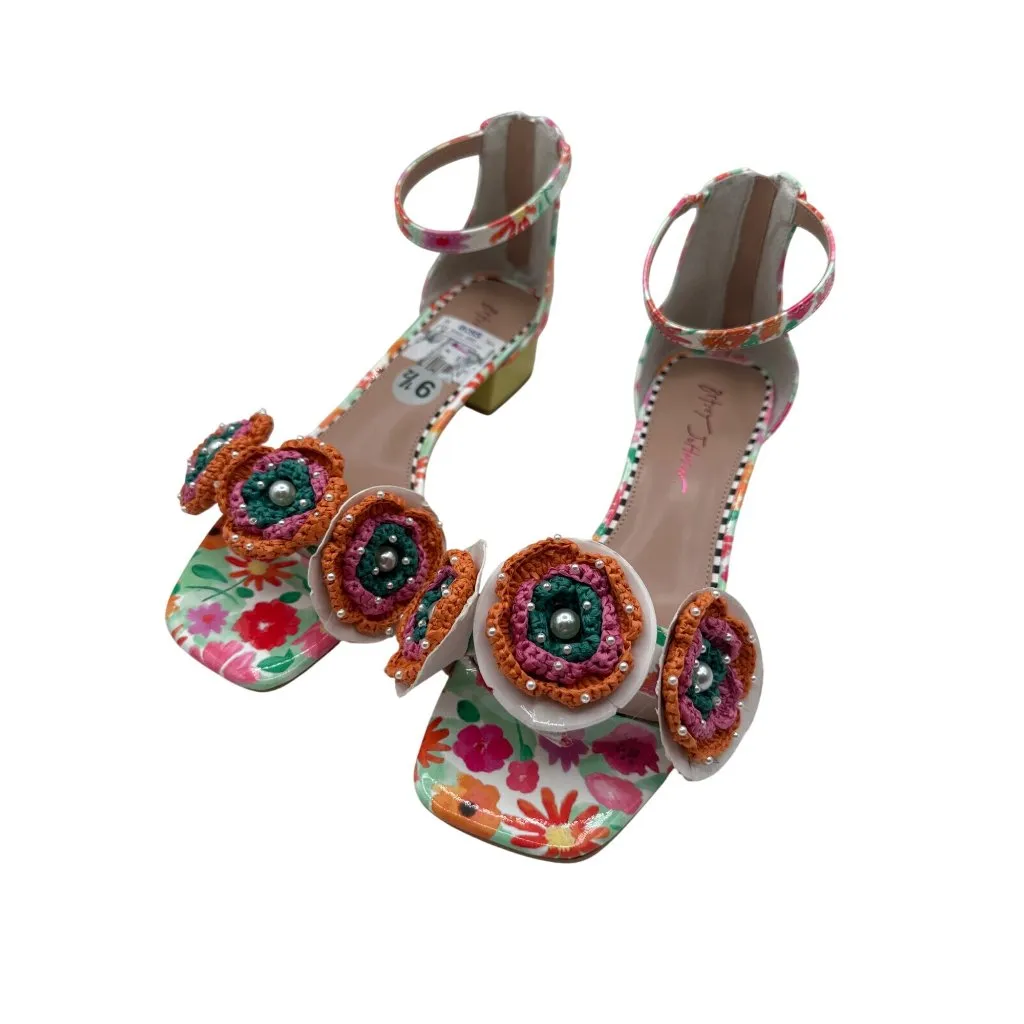 Betsey  Johnson Size 9.5 Floral Embellished Fashon Ankle Strap Sandals - Image 3