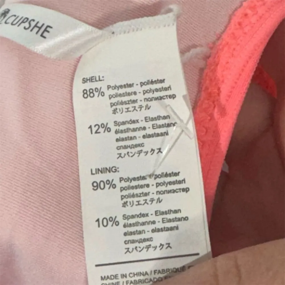 Cupshe Bikini Set XL Pink Ribbed Rainbow Bead Tie‎ Swim Retro Pool Barbie NWT - Image 10