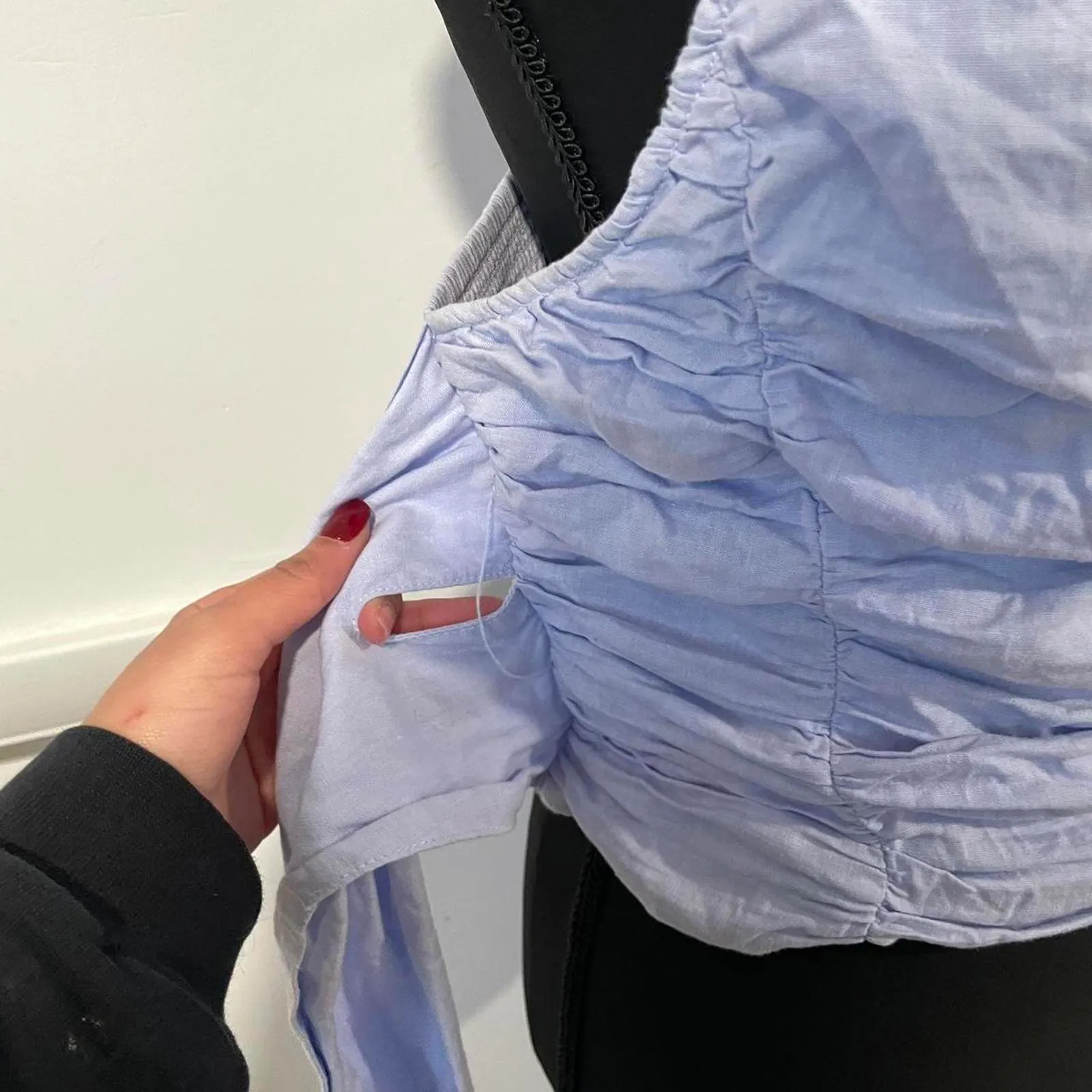 free people light blue top with wrap ties, size medium - Image 6