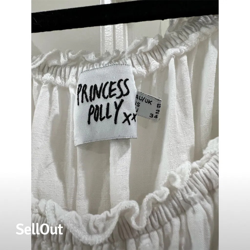 Princess Polly XS White Ruffle Mini Mock Dress/ Romper Sleeveless Summer Casual - Image 3