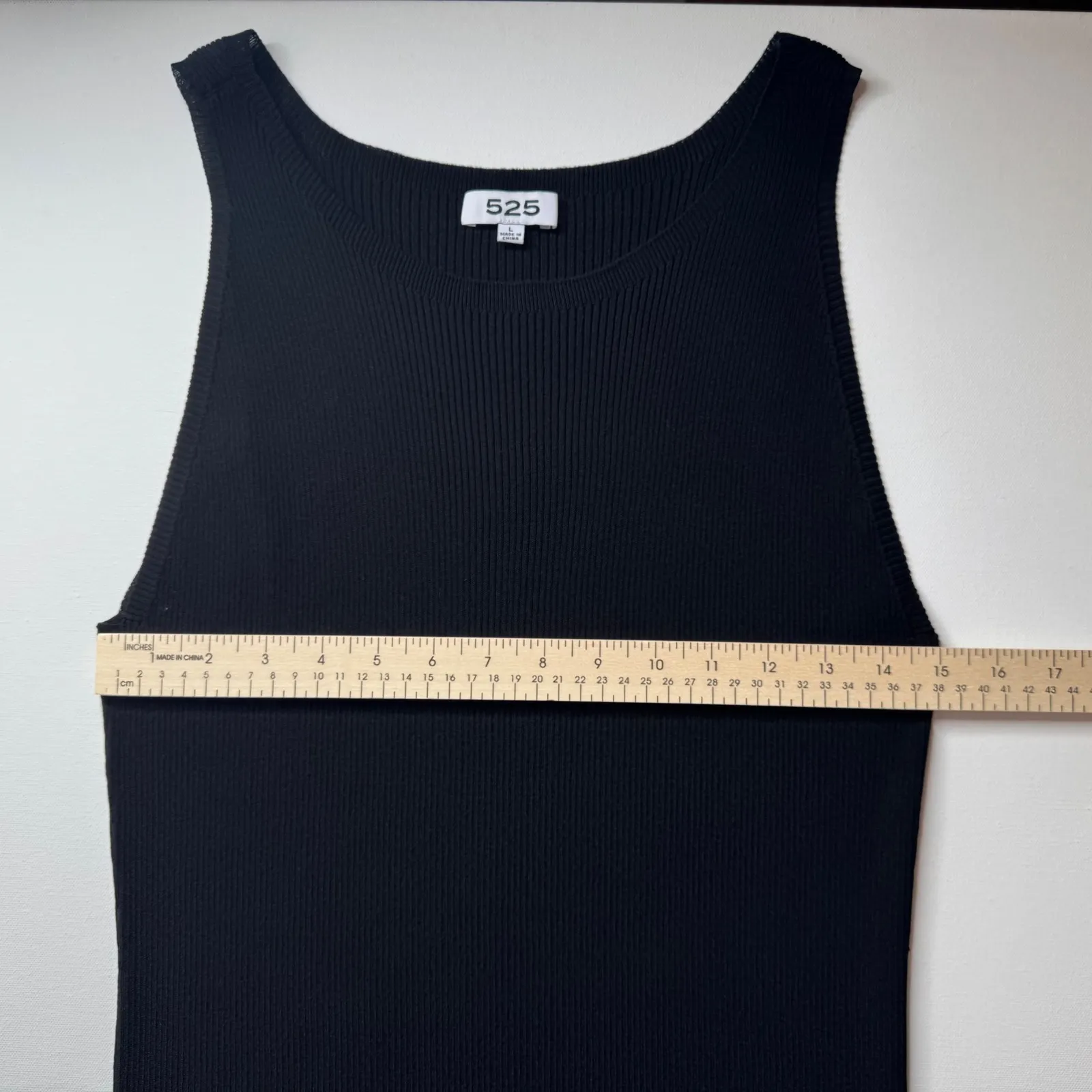 525 Ribbed Tank Midi Dress Large Black‎ Bodycon Casual Everyday Minimalist Chic Black - Image 8