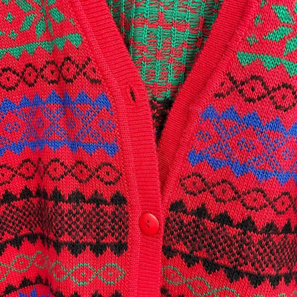 Vintage Boundary Waters Acrylic Fair Isle Boyfriend Grandpa Cardigan Sweater L Multiple Size L - Image 3