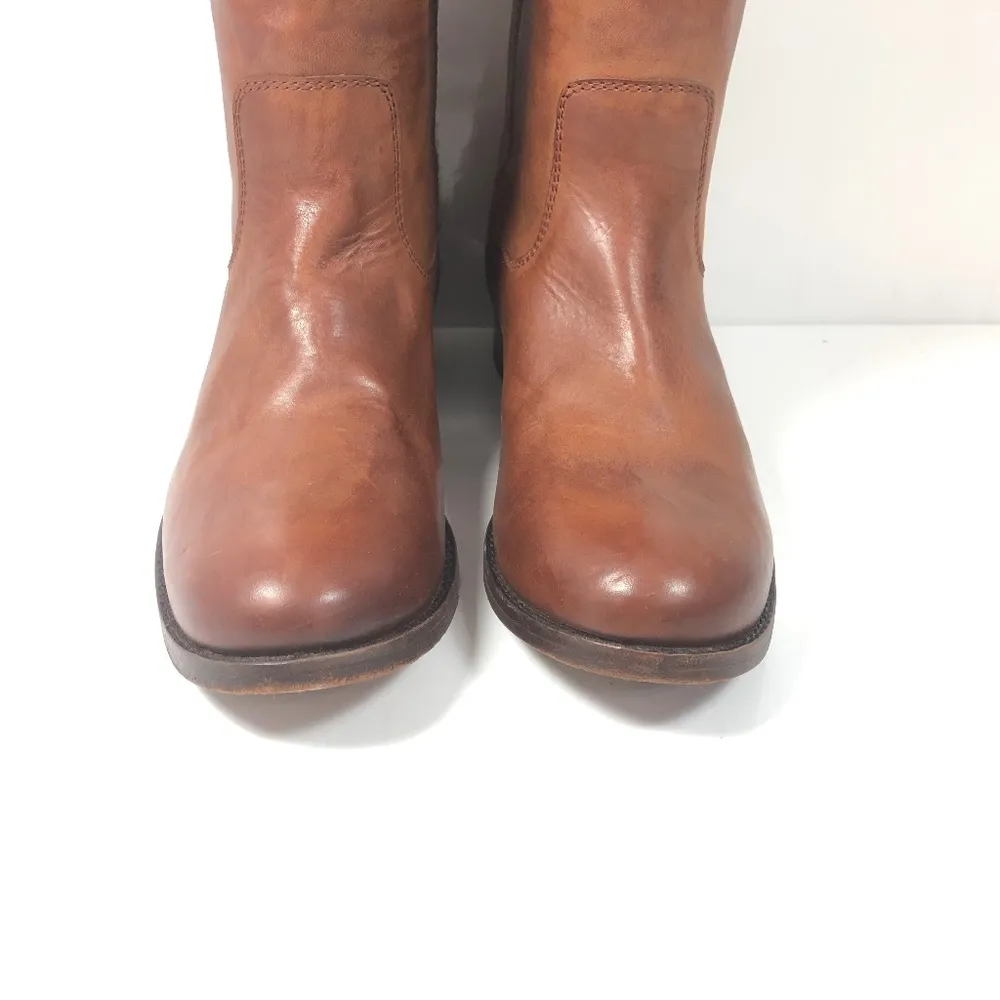 Frye  Melissa Button Leather Womens Tall Riding Boot, Cognac, size 6 B - Image 5