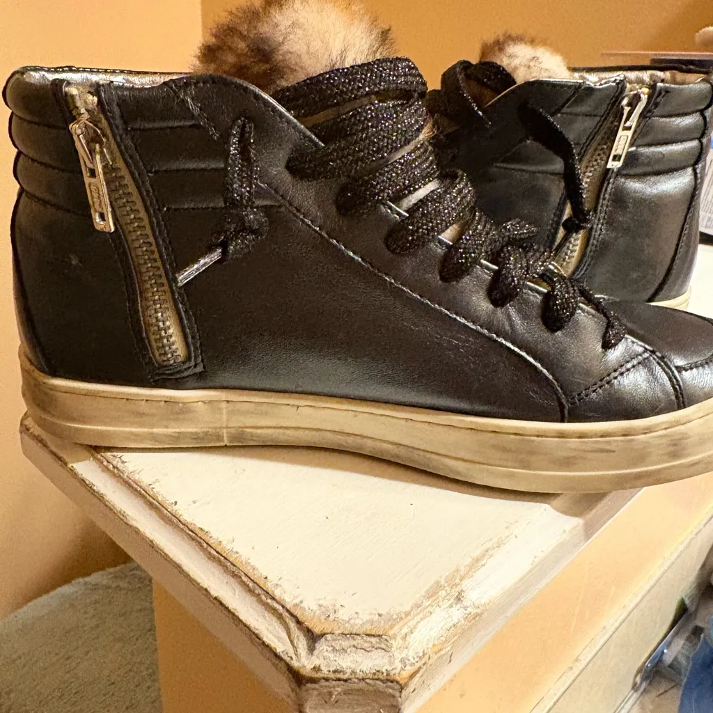 P448 Hightop Cheetah Fur Black Sneakers - Image 5