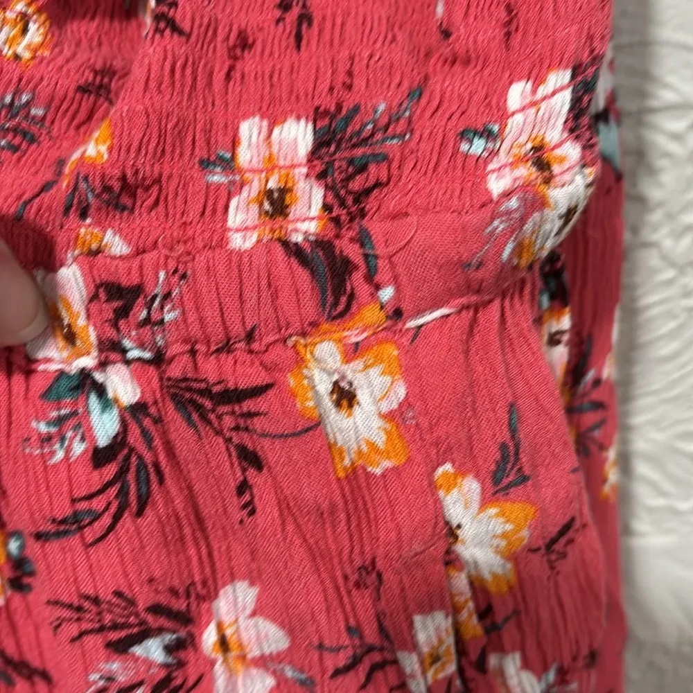 American Eagle Outfitters Boho Flowy Orange Floral Romper Size Small - Image 6