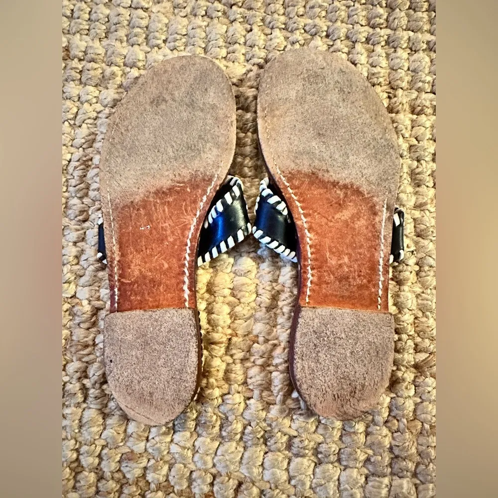 BOHEMIAN SANDALS PALM BEACH BLACK AND WHITE LEATHER SANDALS SIZE 10 - Image 5