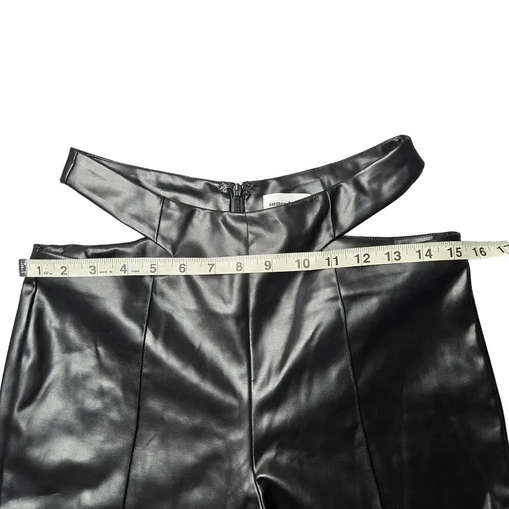 Superdown Black Faux Leather Sia Cutout Pants - Image 3