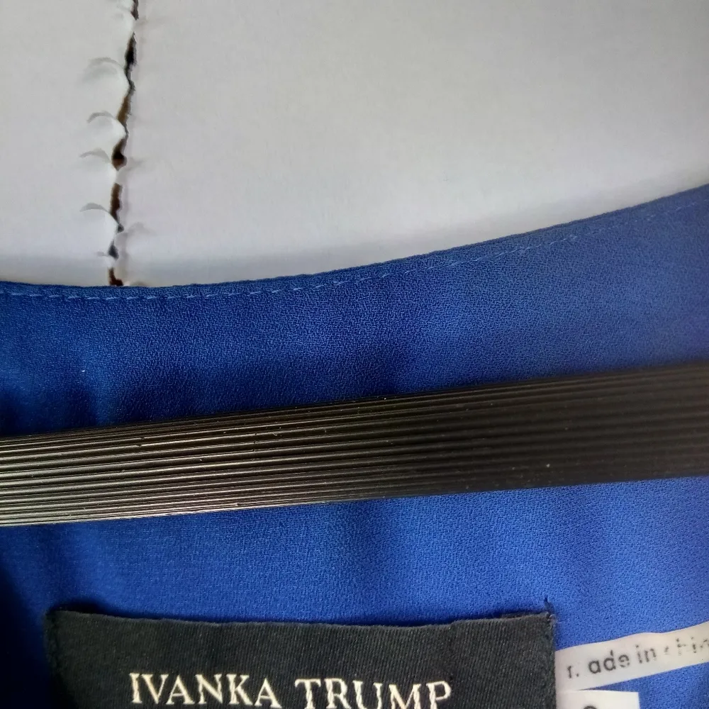 Ivanka Trump S V-Neck Sleeveless Layered Lapis Blue Top - Image 4