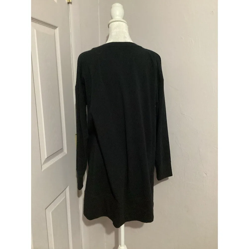 Eileen Fisher Traceable Organic Cotton Crewneck Long Sleeve Mini Dress Black XS - Image 4