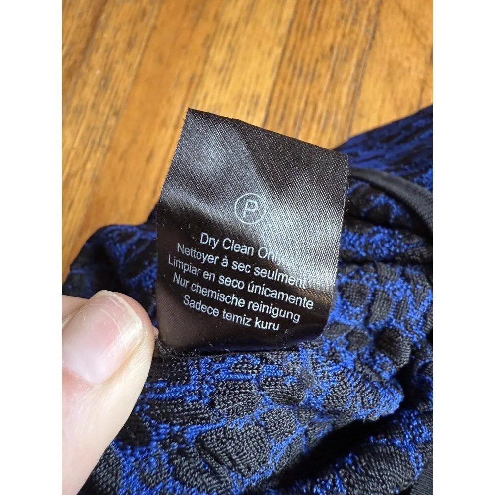 Marchesa Voyage Textured Knit Zip Moto Sheath Dress Size XL Blue Black - Image 6