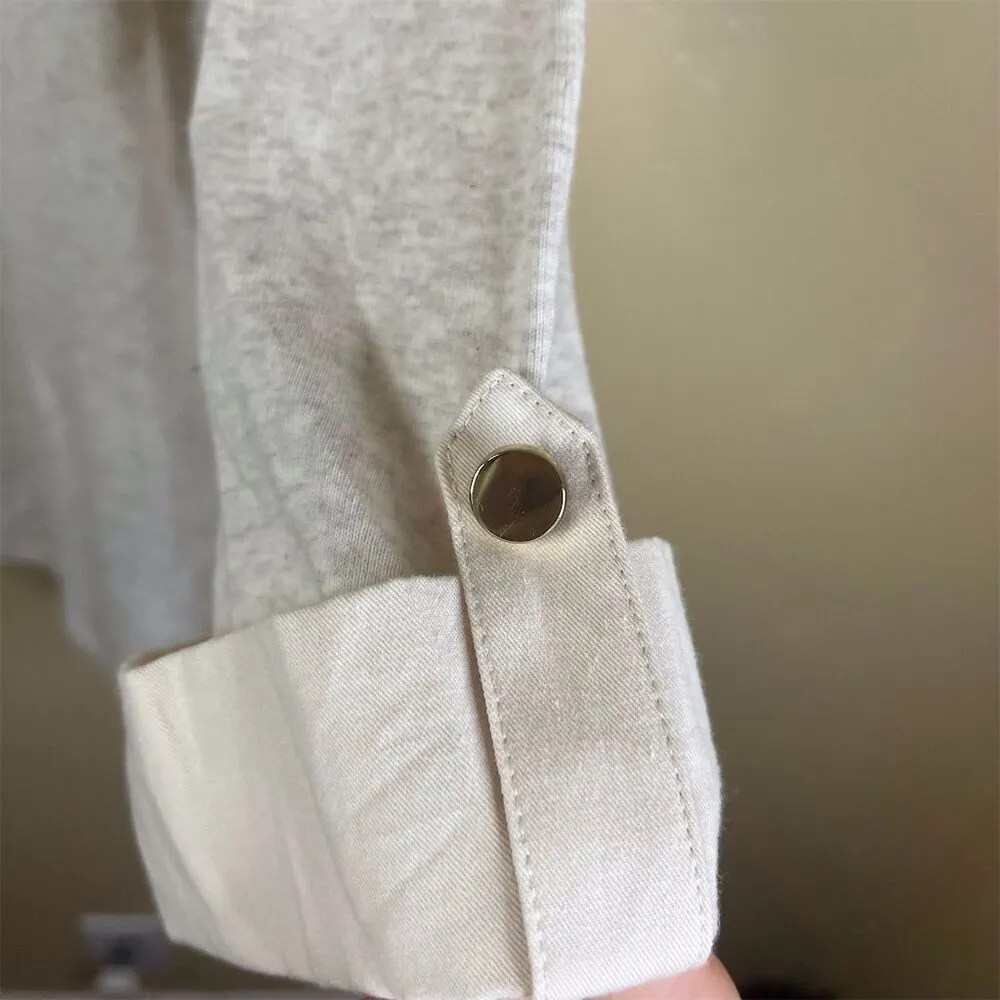 Charter Club Women's Size 2XL Ivory Henley Blouse 3/4 Sleeve Pockets Classic Top - Image 3