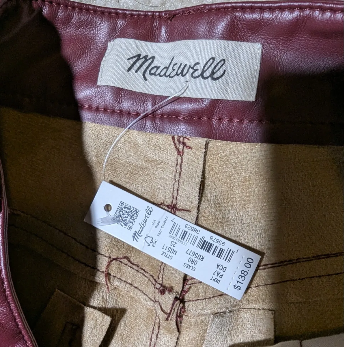 Madewell The Perfect Vintage Faux Leather Edition Red Straight Leg Pants 25 NWT - Image 4