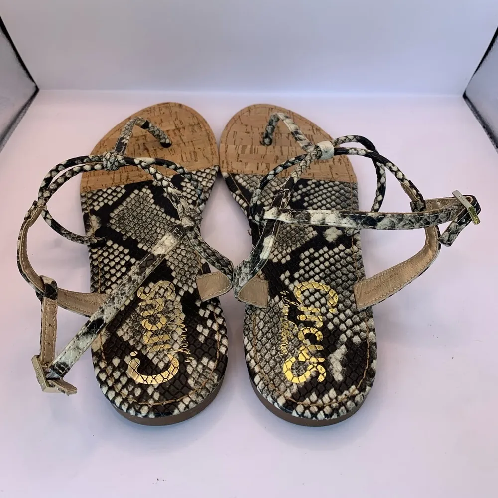 NEW Circus by Sam Edelman Bridget Reptile Snakeskin Strappy Sandals Flats 9 - Image 5