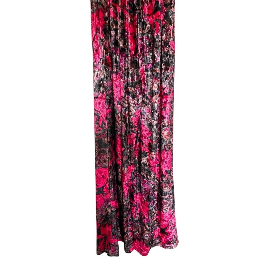 Piper and Scoot Pink Red Rose Floral Crushed Soft Velvet Jumpsuit Size XS - Image 10