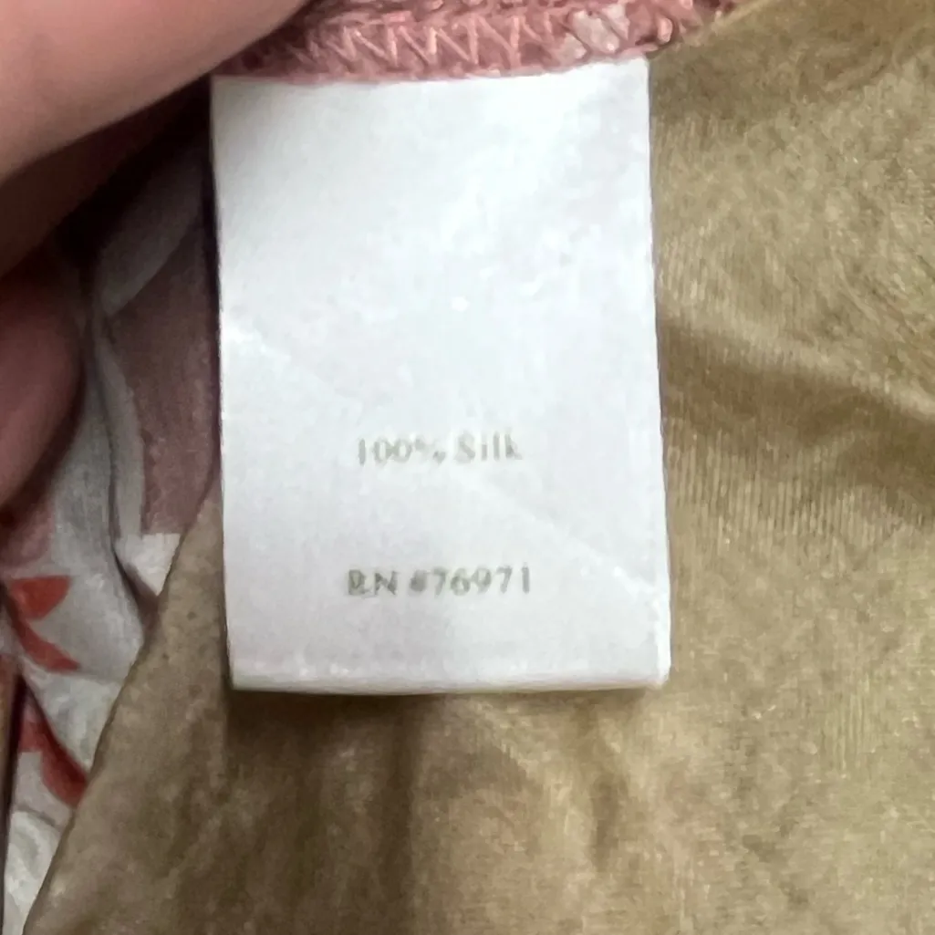 Garnet Hill Silk Y2K baby doll tunic shirt gold colorful women’s large - Image 4