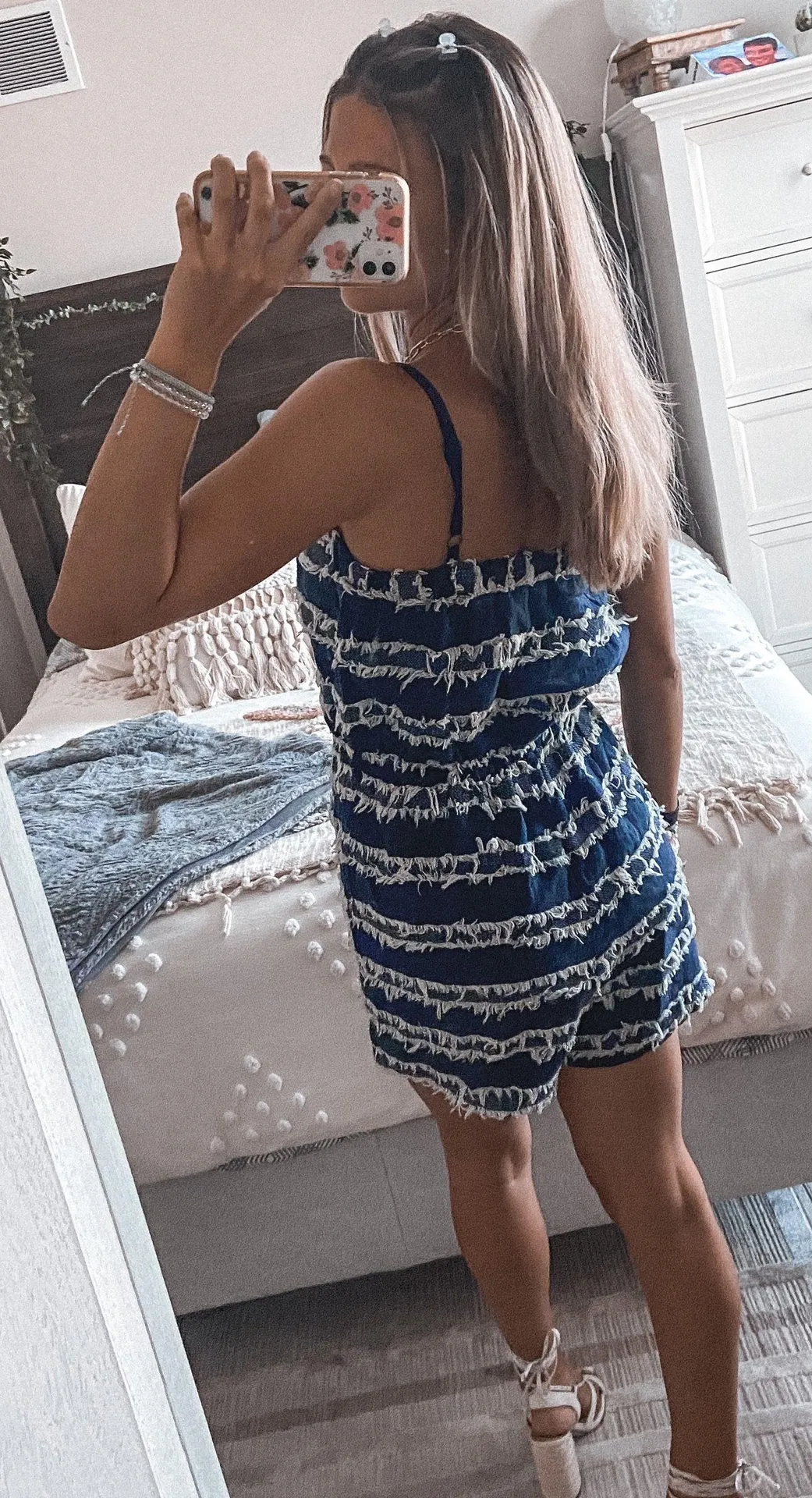 Sugar and L!ps Navy Blue Distressed Romper  - Image 4