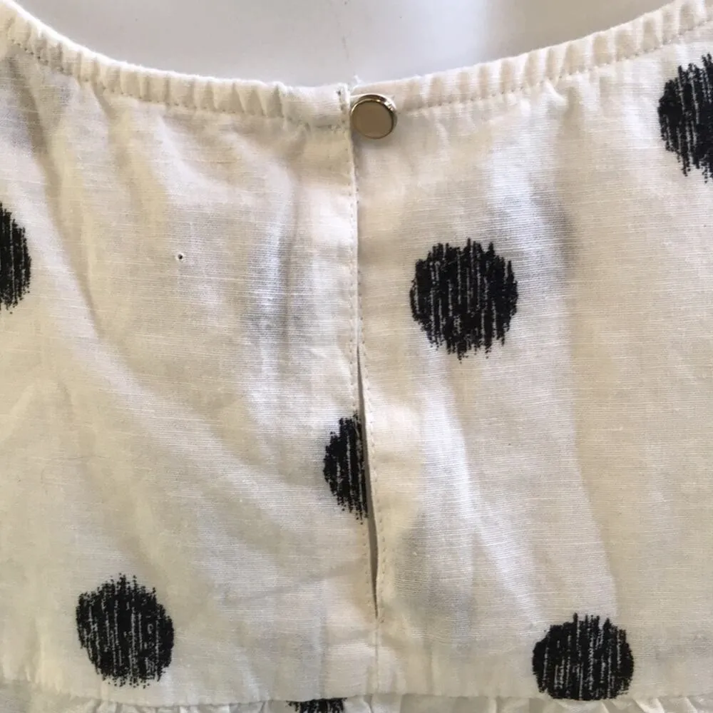 NEW A New Day Cotton Linen Polka Dot Sheer White Black Tank Women's Size M - Image 5