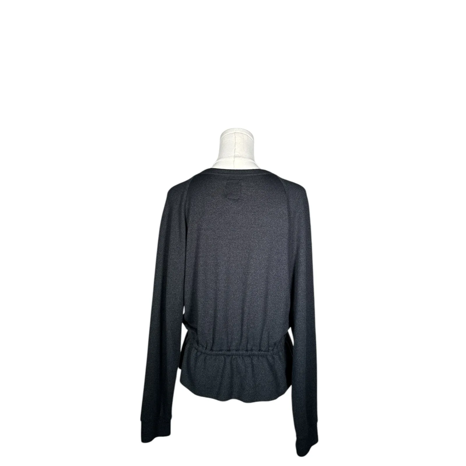 Billabong Women's Charcoal Wrap Knit Long Sleeve Drawstring Casual Top - Image 2