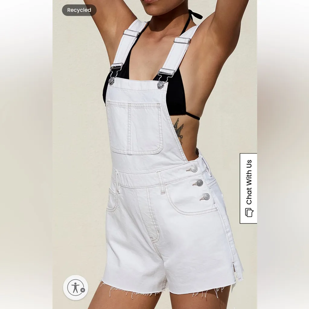 NWT PACSUN white overall shorts - Image 2