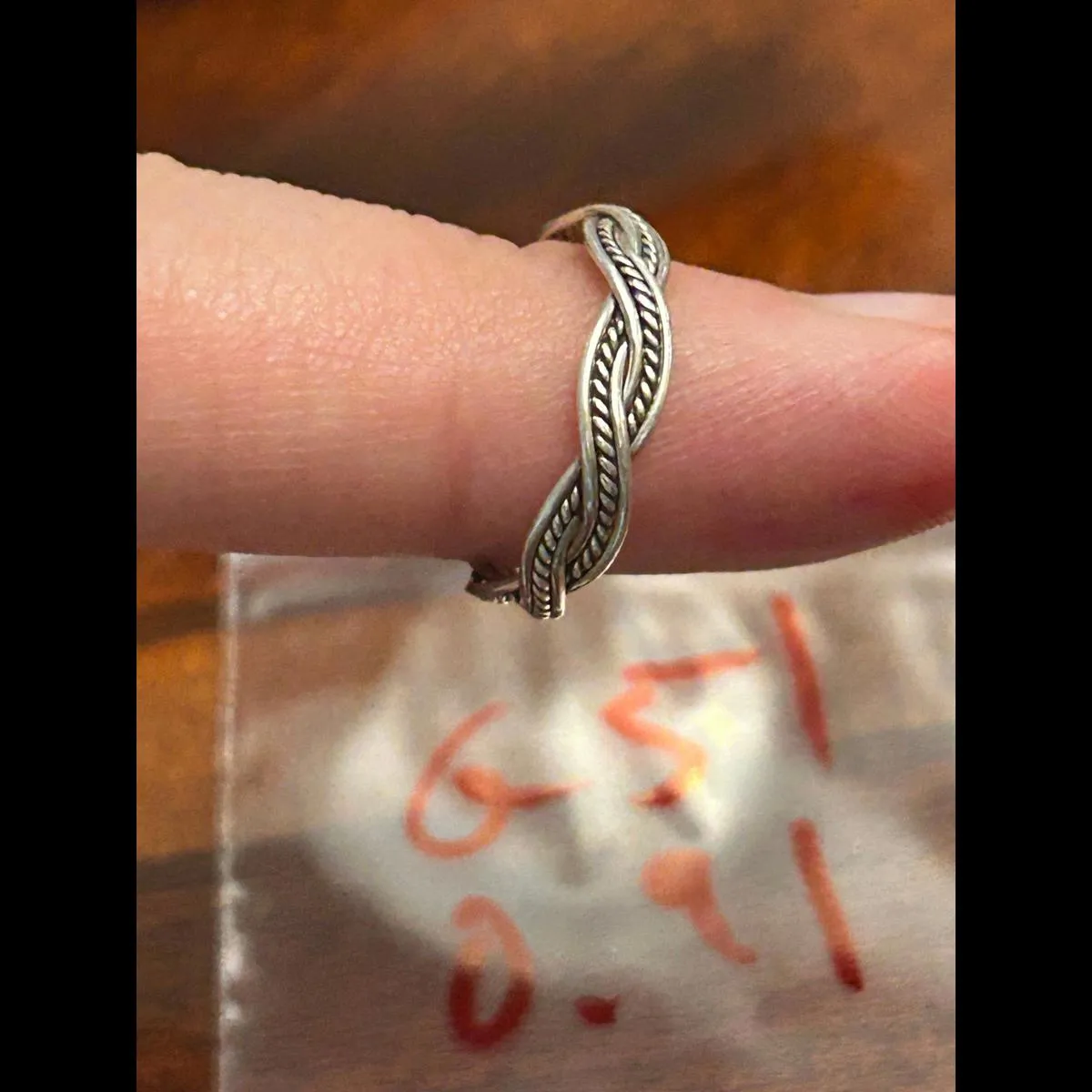 Silver plated ring band g51 0.91g size 4 - Image 5